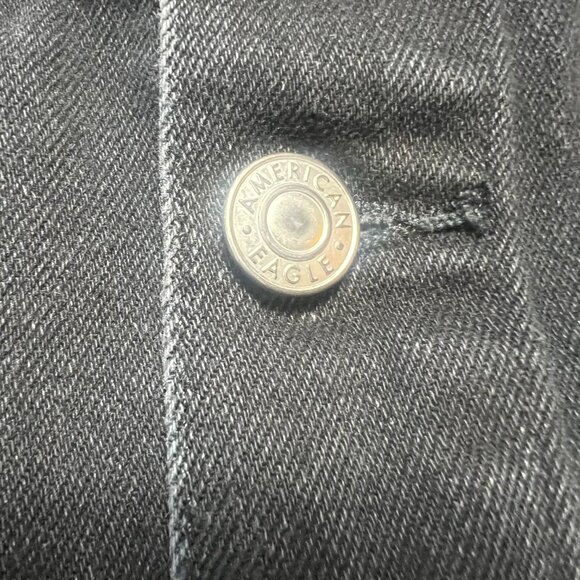 American Eagle Jean Skirt Size 10 Y2K Denim Mini Button Front High Rise A-line - Picture 6 of 9